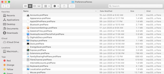 System Preference Panes Folder in