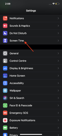 Tap on Screen Time