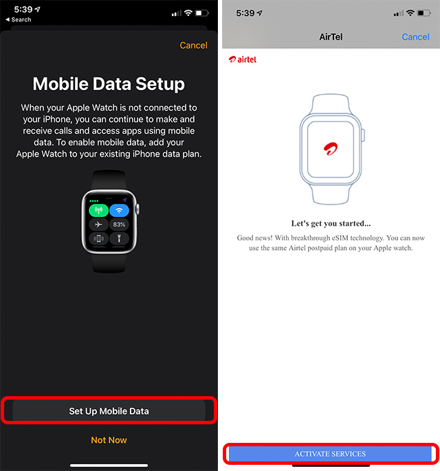 activate mobile data services