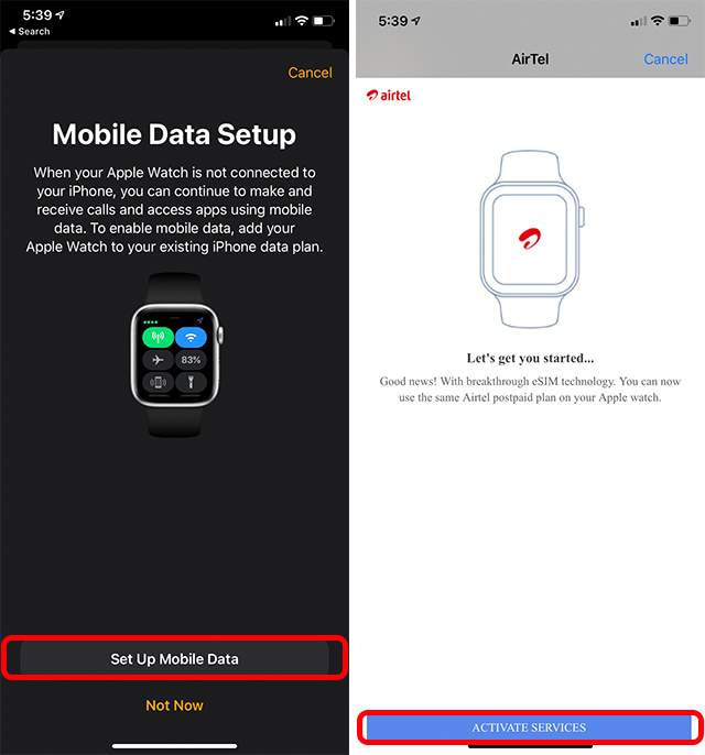 Apple watch no store data plan