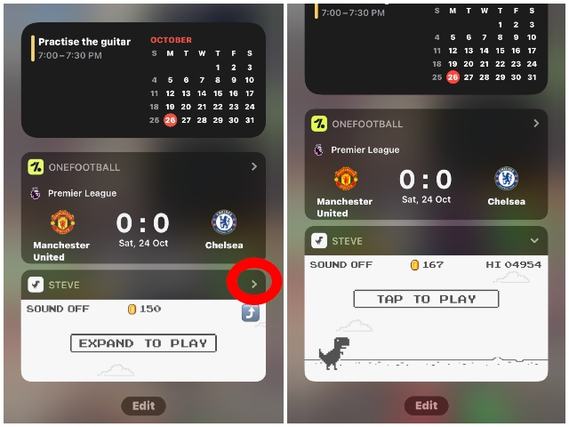 Play Chrome's Dino-Runner Game Inside This iOS Widget