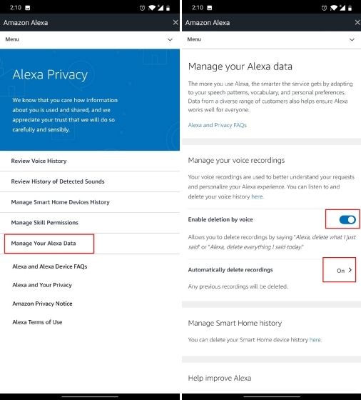 Remove Your Alexa Voice Recordings
