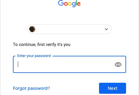 Enter Google Account password