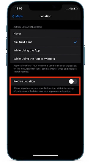 Prevent apps from using your precise location