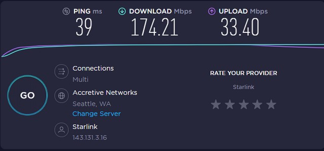 starlink download speed