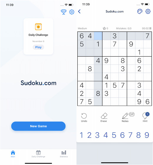 Sudoku puzzle game