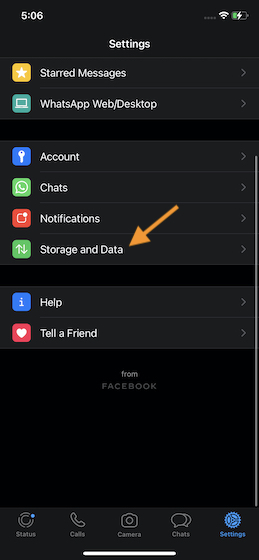 Tap on Storage and Data