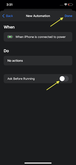 Turn off ask before running