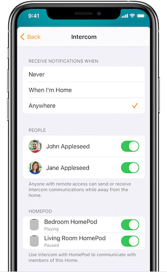 Using Intercom on HomePod