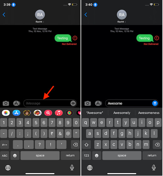 Using Voice Control to dictate message
