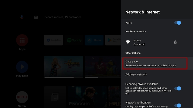 Enable Data Saver Mode on Any Android TV