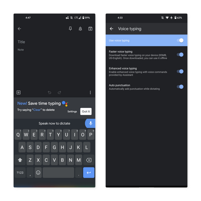 gboard enhanced voice typing