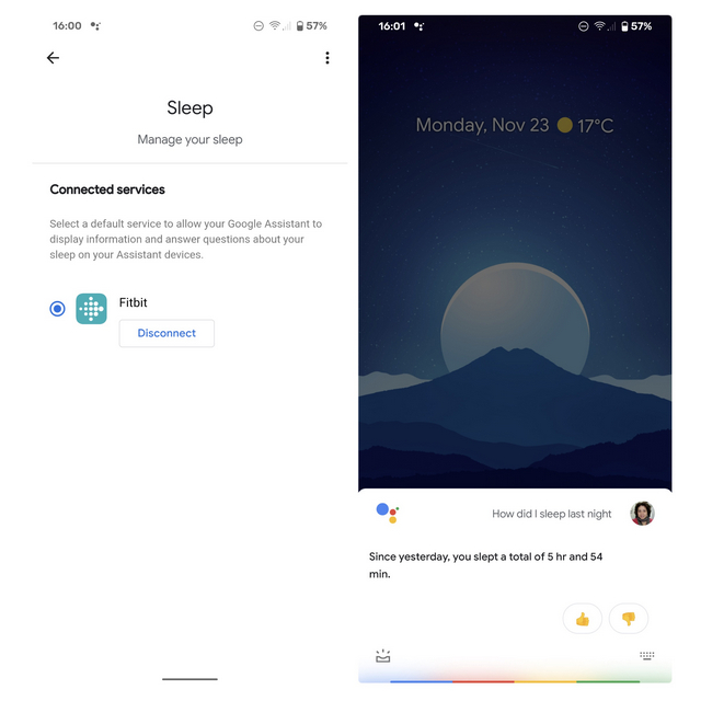 google assistant sleep questions fitbit