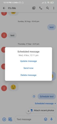 google messages schedule options