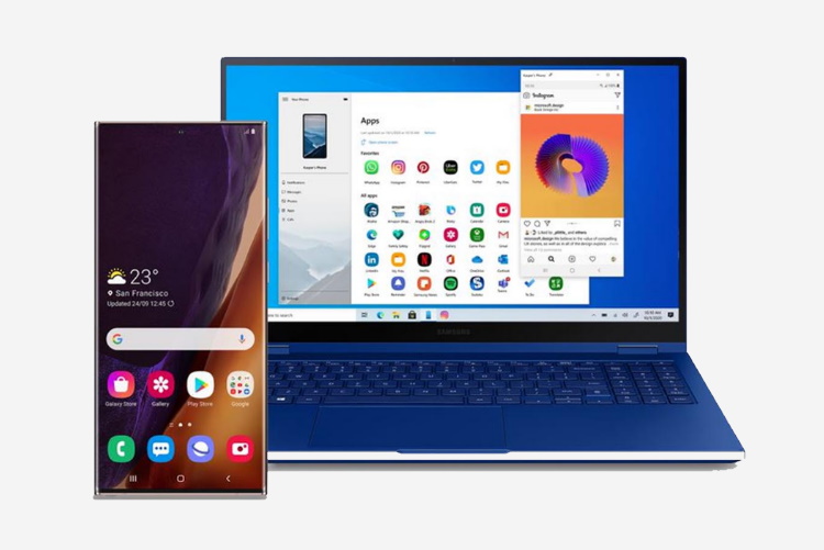 windows 10 your phone run android app on your PC - samsung integration