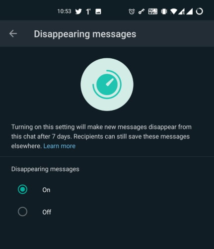 step 3 - disappearing messages