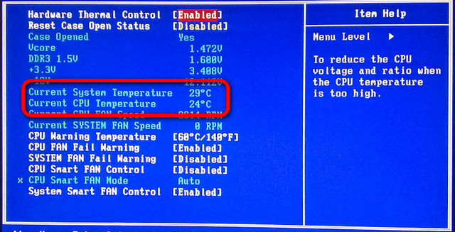 Verifique la temperatura de la CPU en BIOS