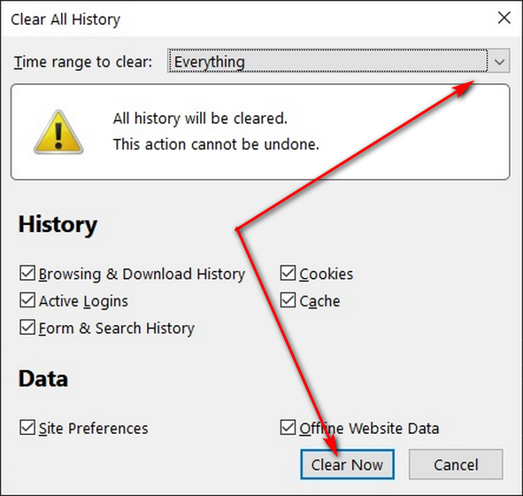 Clear Browsing Data on Firefox using keyboard shortcut