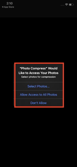 Control apps access to photos app