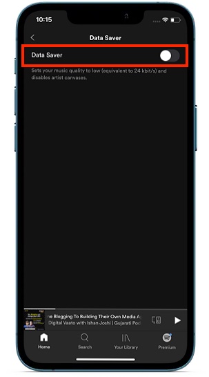 Enable Data Saver in Spotify