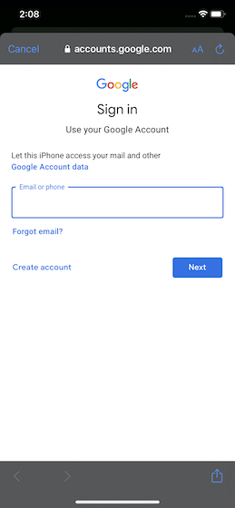 Enter your Google ID