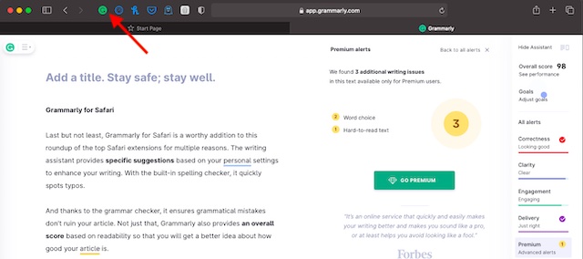 Grammarly for Safari