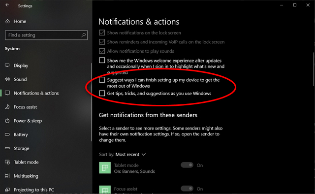Remove All Notification Ads in Windows 10
