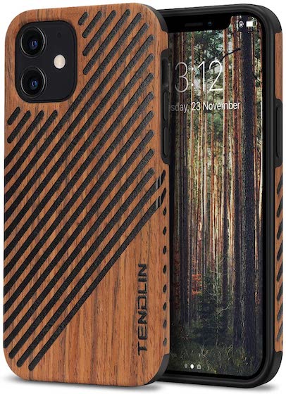 TENDLIN Compatible with iPhone 12 Case:iPhone 12 Pro Case Wood