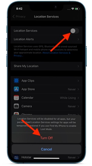 Turn off location services