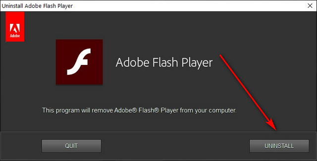 adobe uninstall flash player message