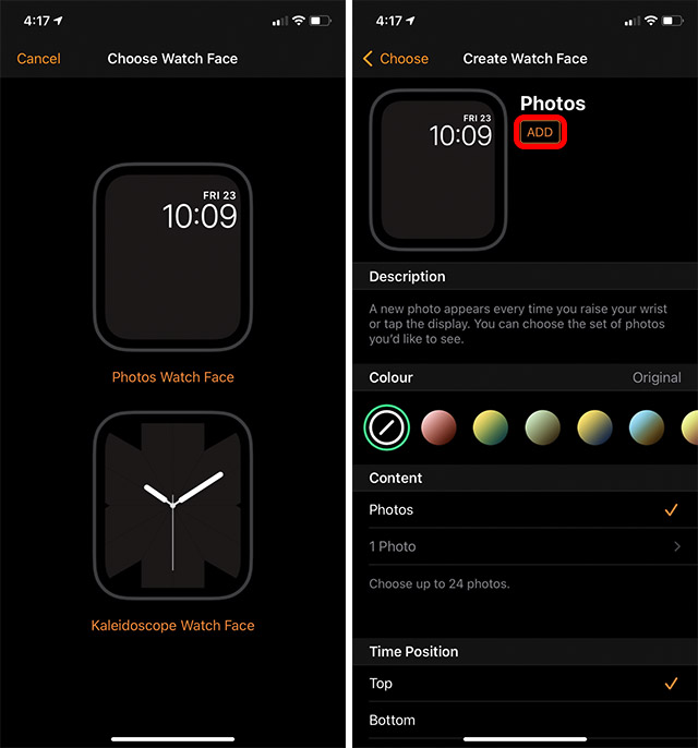 add watch face to apple watch