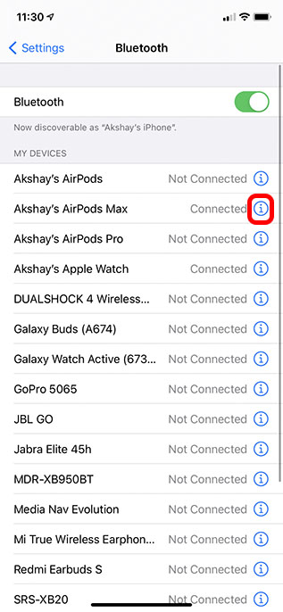 airpods max settings in iphone