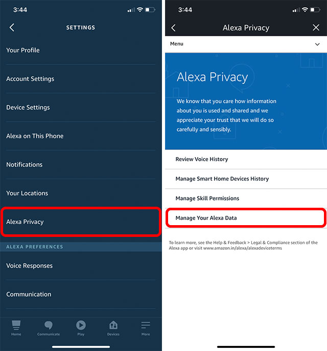 alexa privacy settings manage data