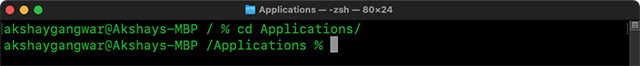 change directory to Applications macos terminal