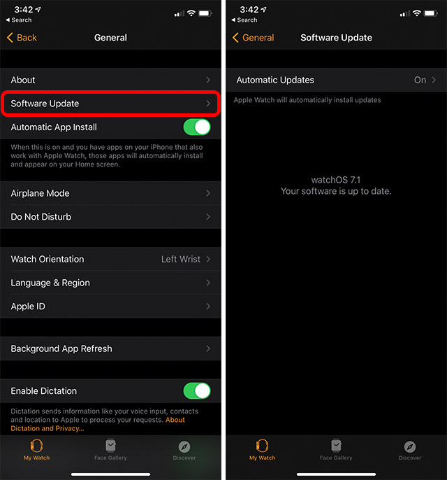 check apple watch updates on iPhone