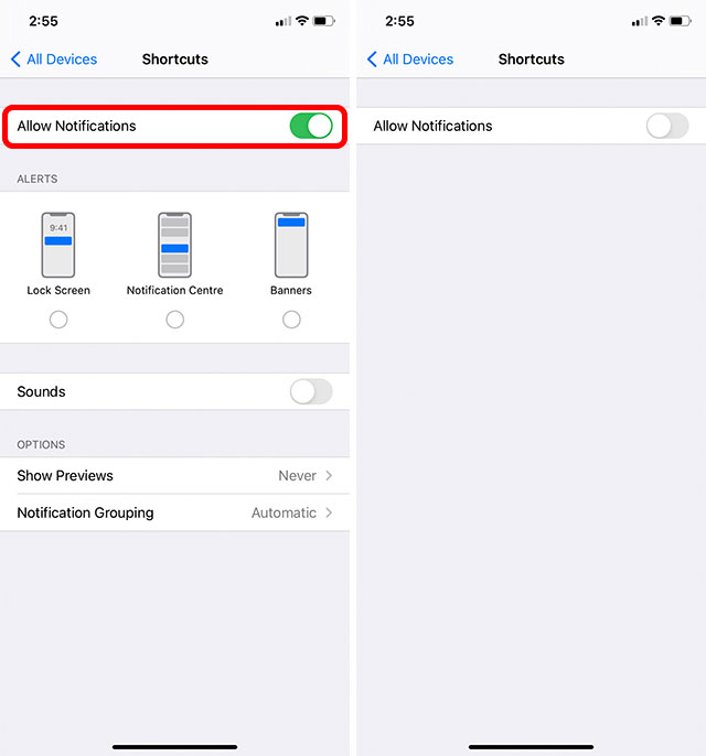 disable siri shortcut notifications iphone step 5