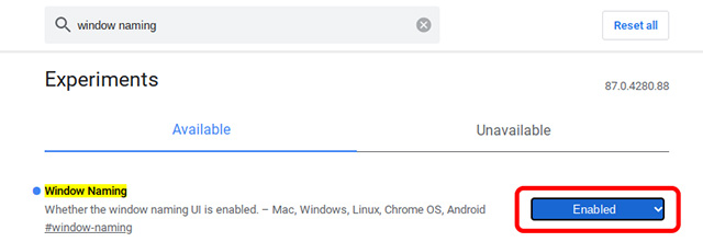 habilitar la denominación de ventanas Chrome OS