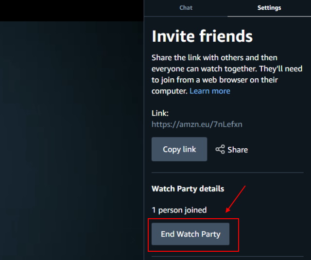 end watch party amazon prime video
