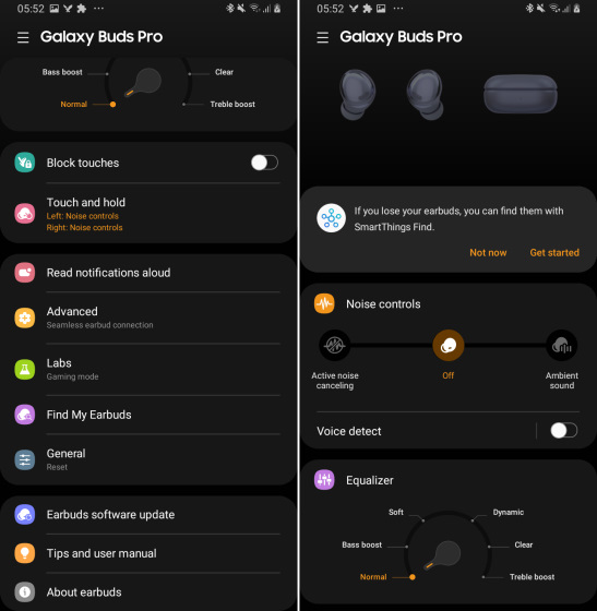 galaxy buds pro settings