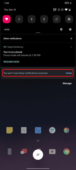 notification disabled confirmation