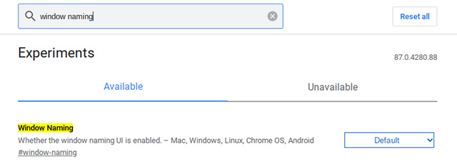 Suche nach Fensternamen Chrome OS