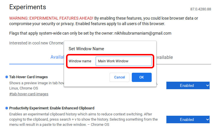 How to Enable Window Naming in Chrome OS - 21