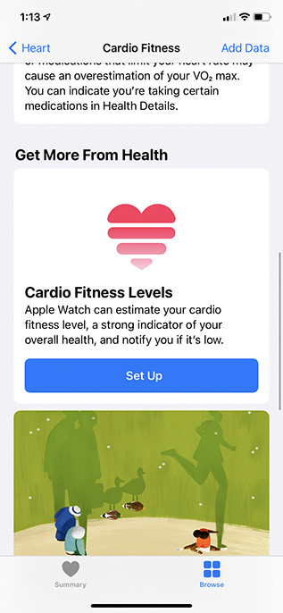 configurar cardio fitness iphone