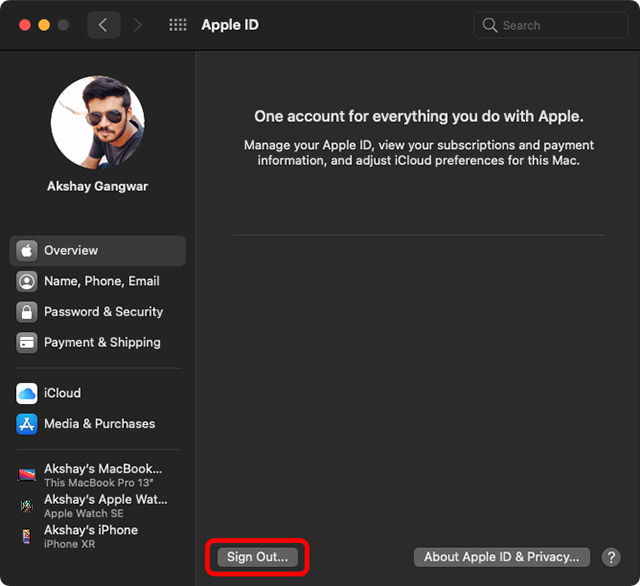 sign out of icloud account mac step 2