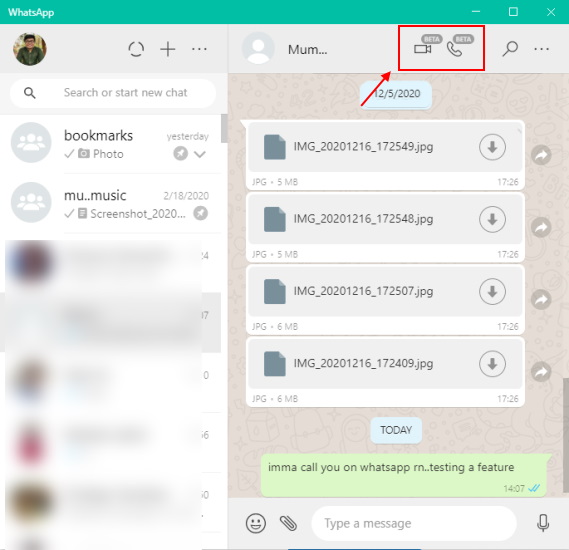 video call on whatsapp desktop