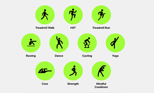 workout types in apple fitness plus