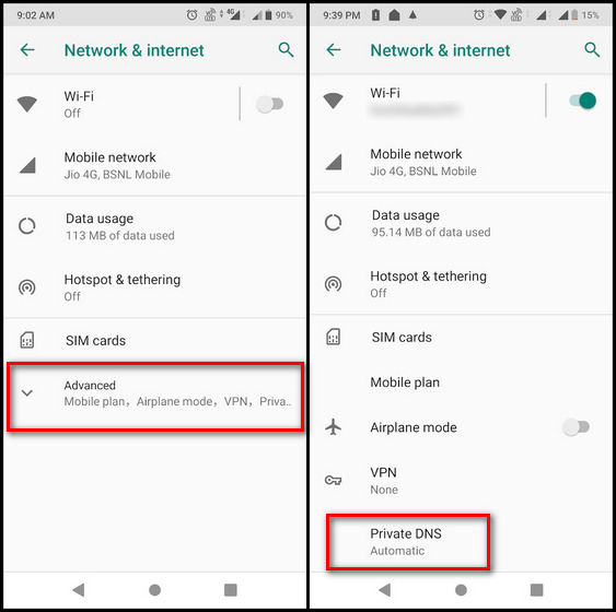 Изменить DNS на Android 9 Pie и новее