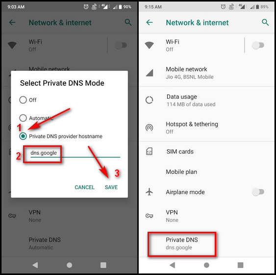 Настройка частного dns на телефоне