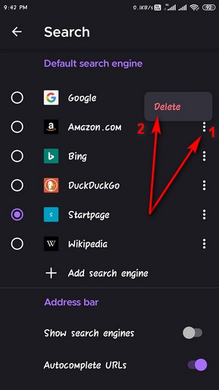 Change Default Search Engine in Firefox on Android