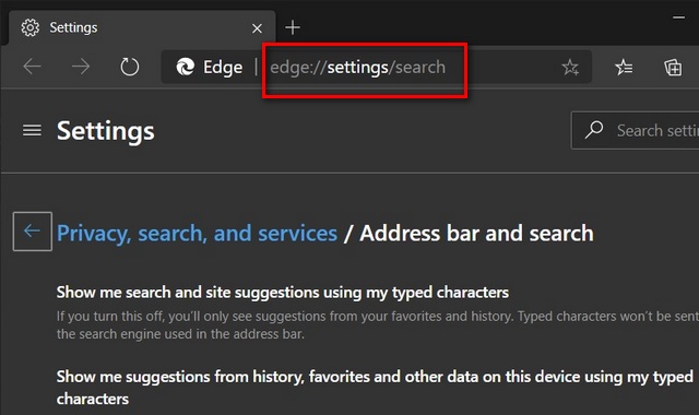 تغيير محرك البحث الافتراضي في Microsoft Edge